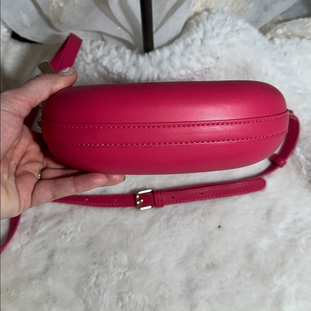Anthropologie Melie Bianco raspberry crossbody leather bag - Picture 3 of 5
